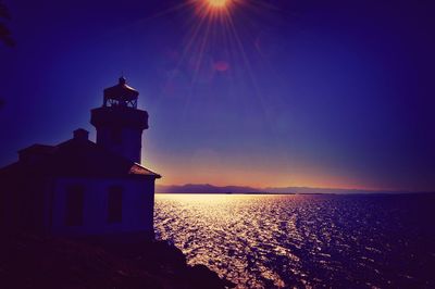 Scenic view of sea against sky at dusk