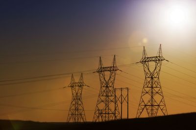 Electricity pylon at sunset