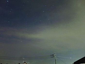 Low angle view of electricity pylon against sky