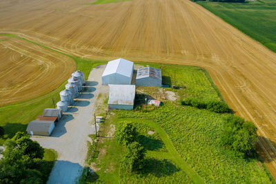 High angle view of agricultural field