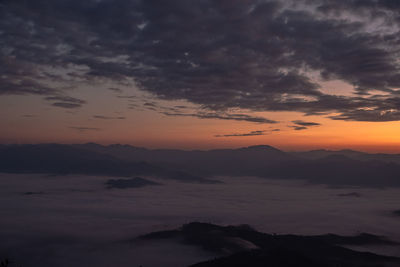 Scenic view of dramatic sky during sunset