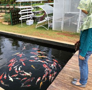 Woman standing in water