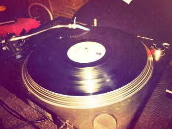 Close-up of lighting equipment at night