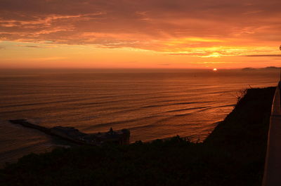 Scenic view of sea at sunset