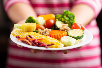 Close-up of salad served in plate