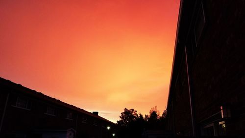 Low angle view of silhouette buildings against sky during sunset