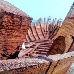 Close-up low angle view of wooden structure