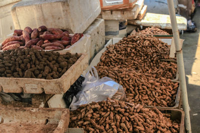 Food for sale at market stall