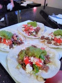 High angle view of food in plate