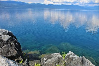 Scenic view of lake and rocks