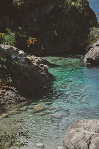 Scenic view of rocks in sea