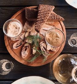 High angle view of drink on table