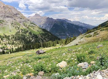 Scenic view of mountains against sky