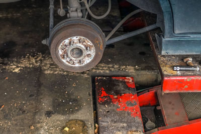 High angle view of train on railroad track