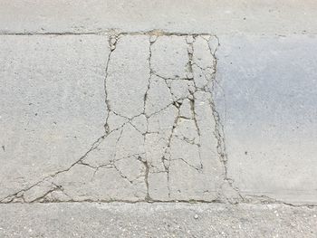 High angle view of cracked wall