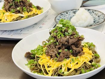 Close-up of food in plate on table