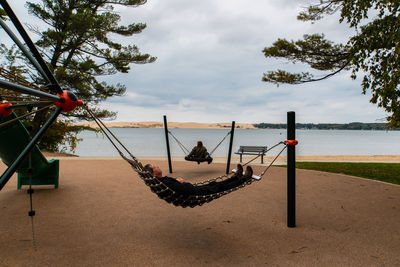 Scenic view of beach against sky