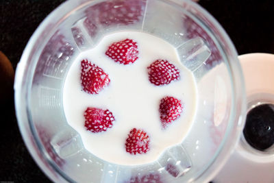 High angle view of breakfast on table