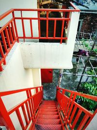 High angle view of empty staircase