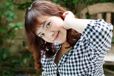 Close-up portrait of beautiful smiling woman