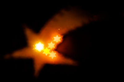 Close-up of bonfire against sky at night