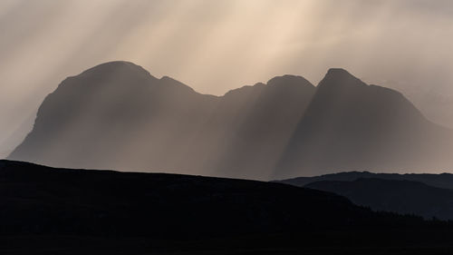 Low angle view of silhouette mountain against sky