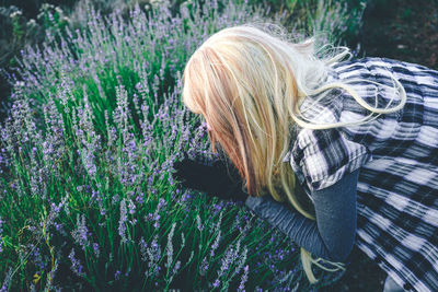 Woman standing in garden