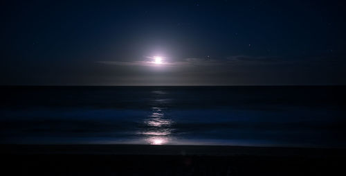 Scenic view of sea against sky at night