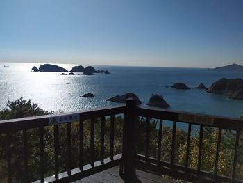 Scenic view of sea against clear sky