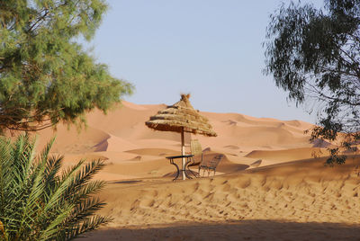 Scenic view of beach against clear sky