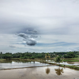 Scenic view of lake against sky