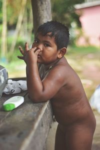 Portrait of shirtless boy