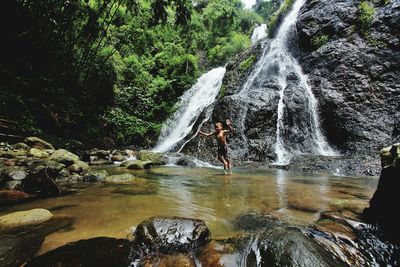 Scenic view of waterfall