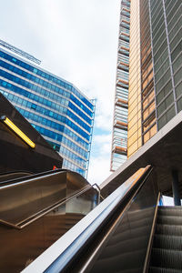 Low angle view of modern buildings against sky