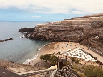 High angle view of beach against sky