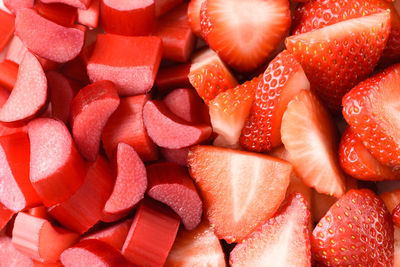 Full frame shot of chopped strawberries