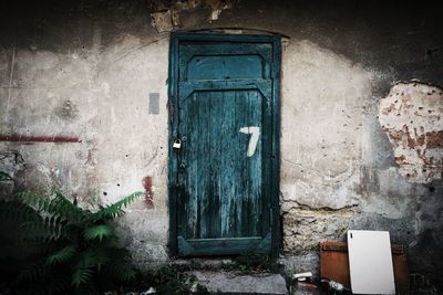 Closed door of old building