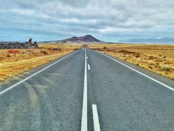 Surface level of road against sky