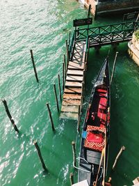 High angle view of gondola on canal