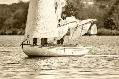 Sailboat sailing on sea