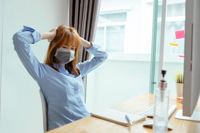 Woman working on table