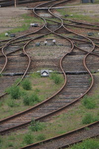 High angle view of railroad tracks