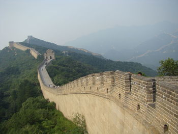 High angle view of fort against mountain range