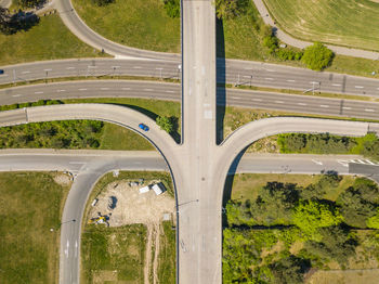 High angle view of highway and trees