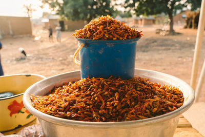 Close-up of food in basket for sale at shop