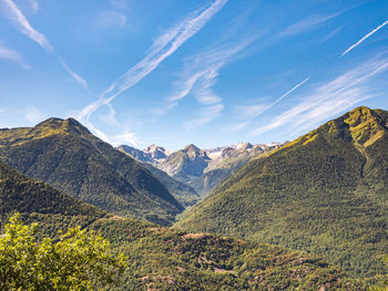 Panoramic view of land and mountains against sky