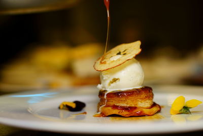 Close-up of dessert in plate