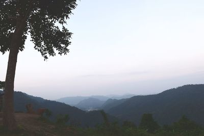 Scenic view of mountains against clear sky