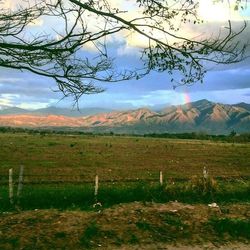 Scenic view of landscape against cloudy sky