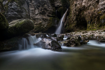 Long exposure of waterfall at forest